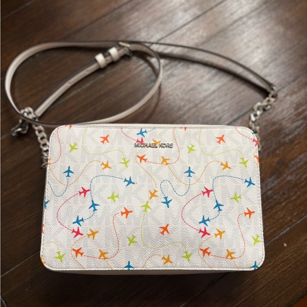 Michael Kors Multicolor Airplane Pattern Crossbody Bag